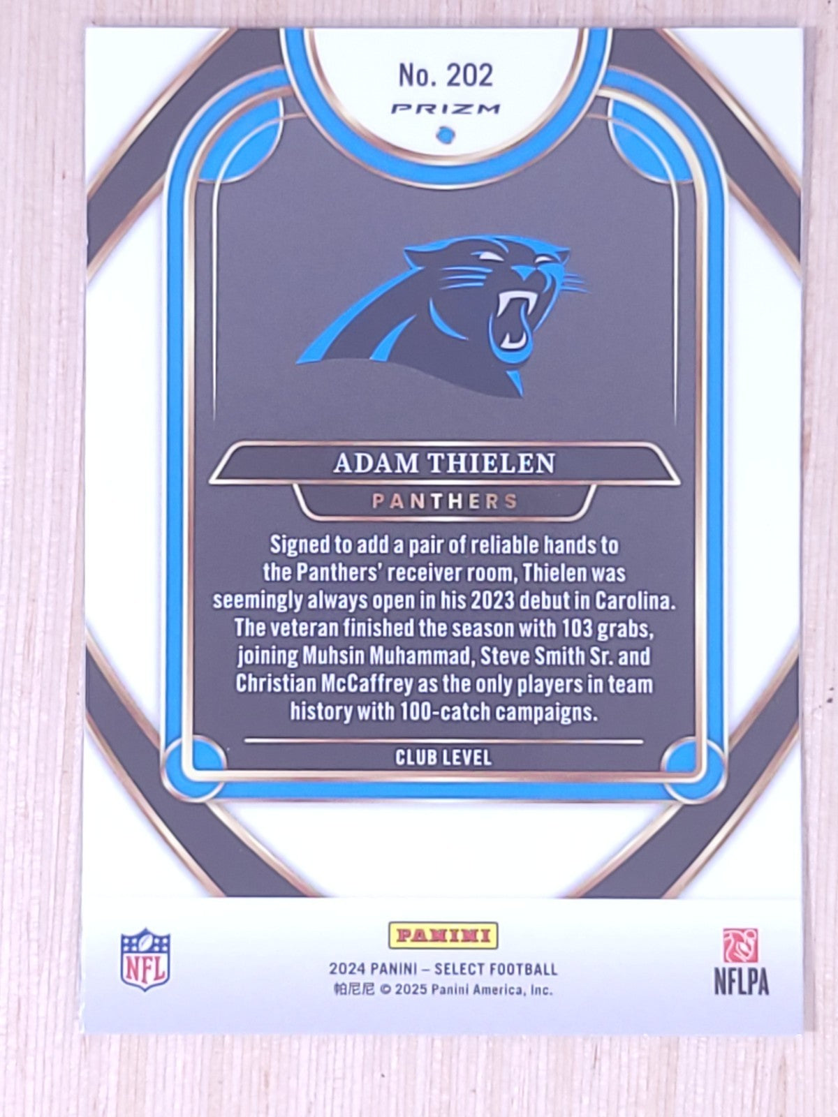 2024 Panini Select #202 Adam Thielen Club Level Green Yellow Shock