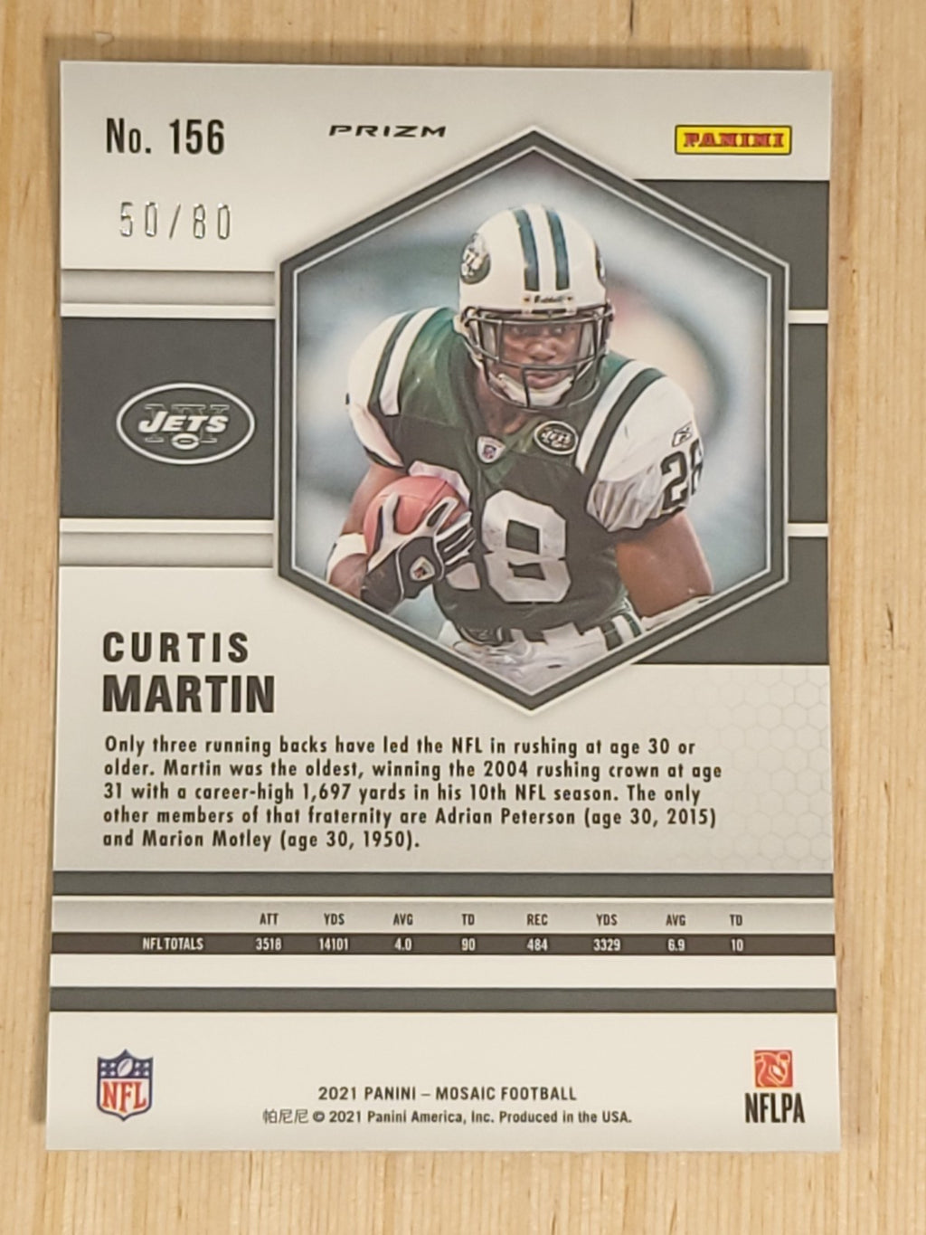 2021 Panini Mosaic - Curtis Martin #156 Reactive Yellow Mosaic Prizm
