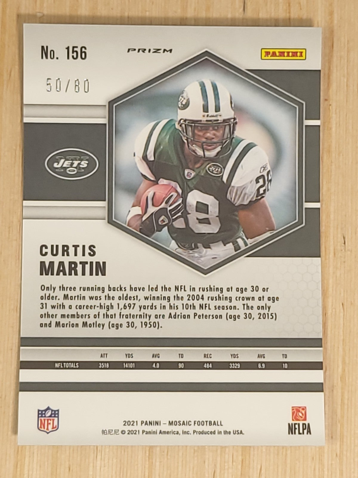2021 Panini Mosaic - Curtis Martin #156 Reactive Yellow Mosaic Prizm