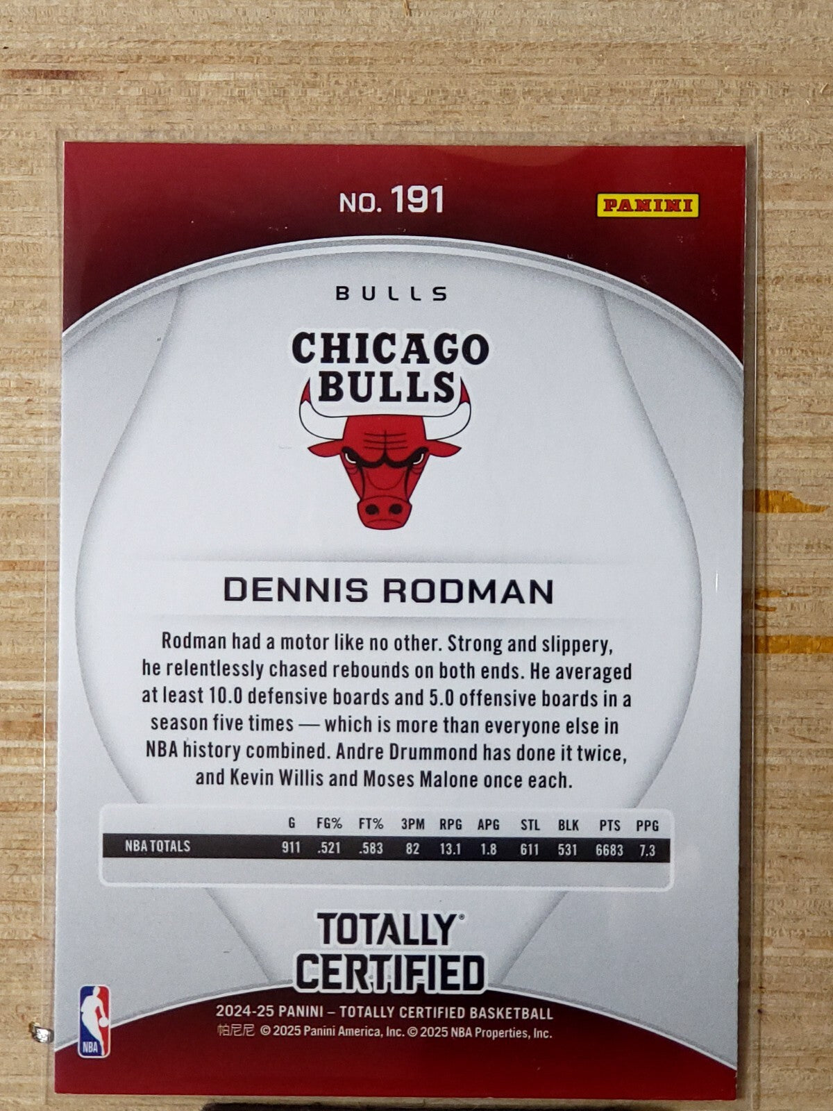 2024-25 Panini Totally Certified #191 Dennis Rodman