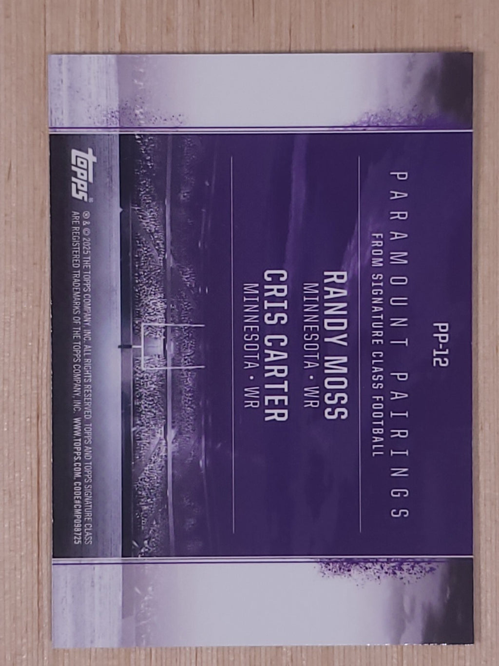 2025 Topps Signature Class PP-12 Paramount Pairings Randy Moss Cris Carter