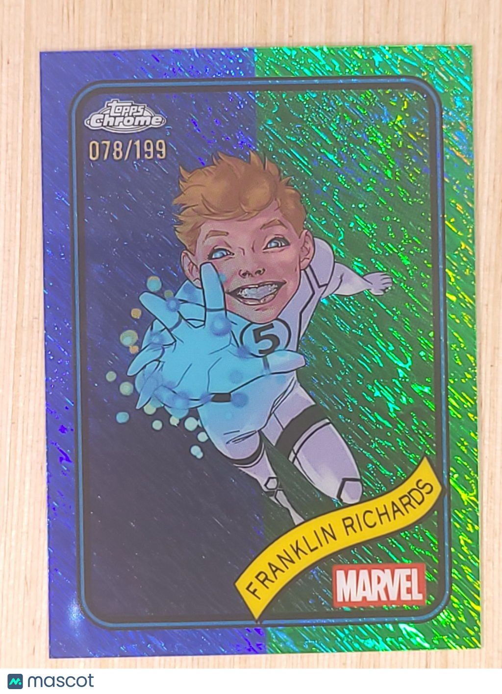 2024-25 Topps Chrome Marvel #56 Franklin Richards Blue Green Shimmer 078/199