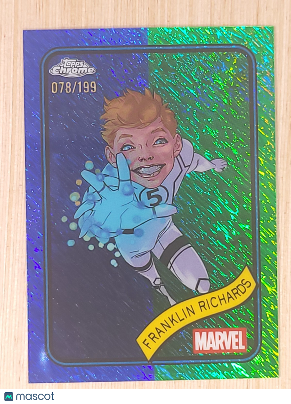 2024-25 Topps Chrome Marvel #56 Franklin Richards Blue Green Shimmer 078/199