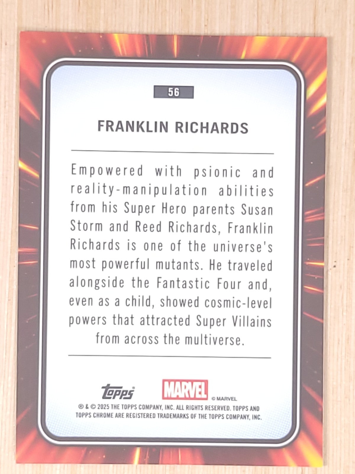 2024-25 Topps Chrome Marvel #56 Franklin Richards Blue Green Shimmer 078/199