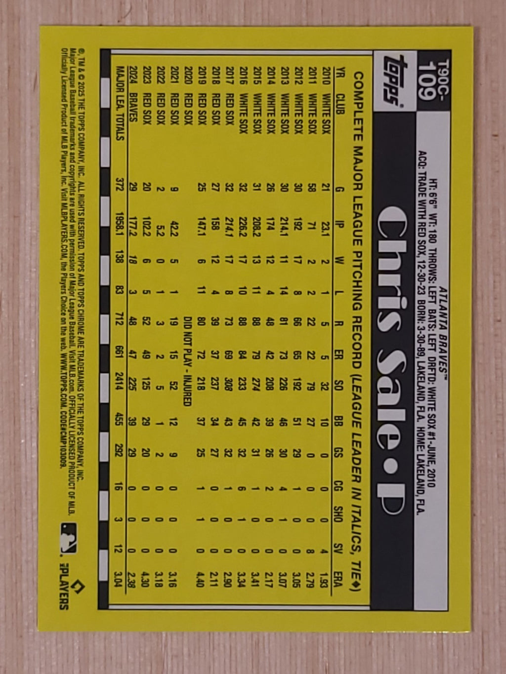2025 Topps Series 2 Mojo #T90C-109 Chris Sale
