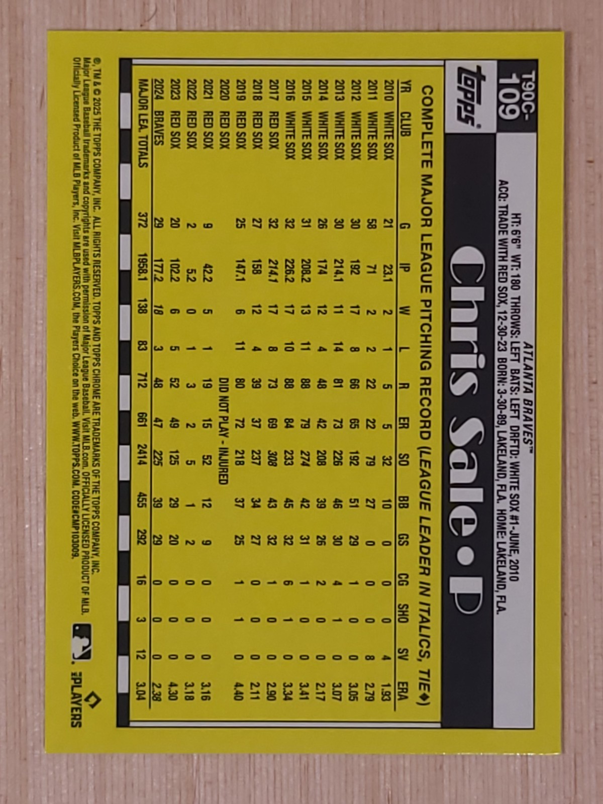 2025 Topps Series 2 Mojo #T90C-109 Chris Sale