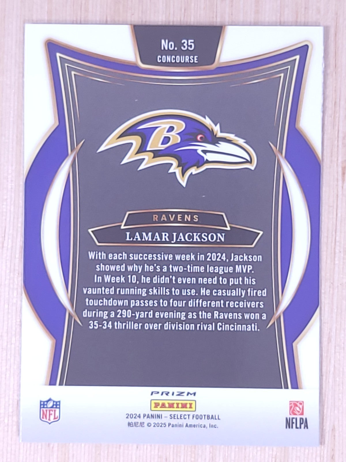 2024 Panini Select #35 Lamar Jackson Concourse Prizm