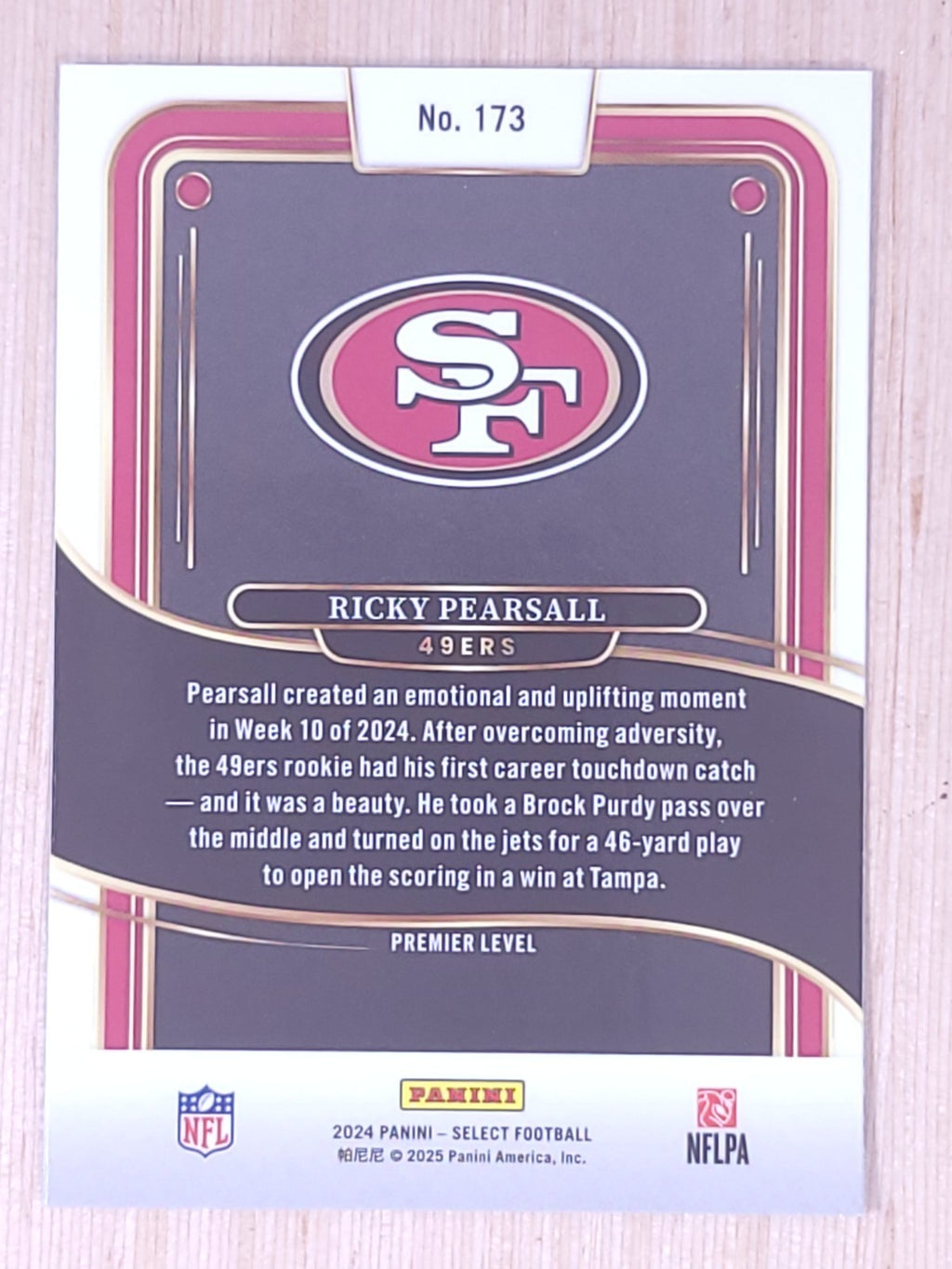 2024 Panini Select #173 Ricky Pearsall Premier Level