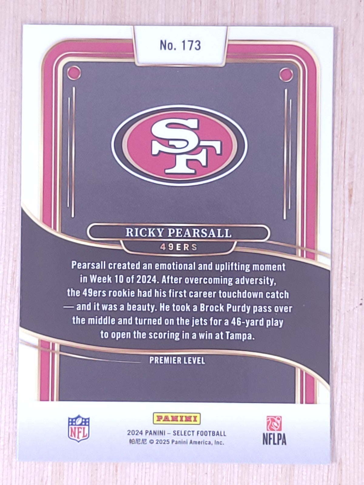 2024 Panini Select #173 Ricky Pearsall Premier Level