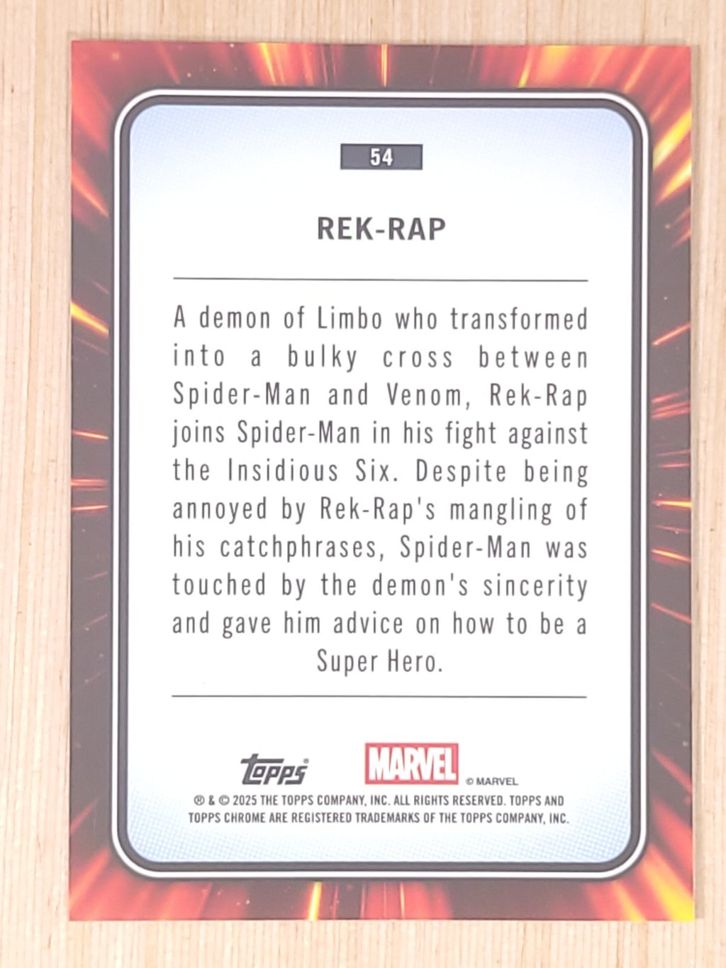 2024-25 Topps Chrome Marvel #54 Rek-Rap Yellow Lava