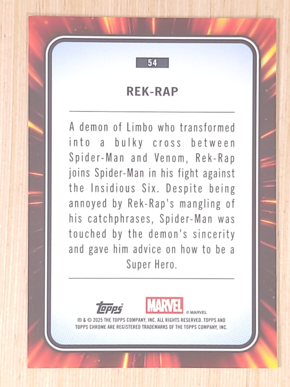 2024-25 Topps Chrome Marvel #54 Rek-Rap Yellow Lava