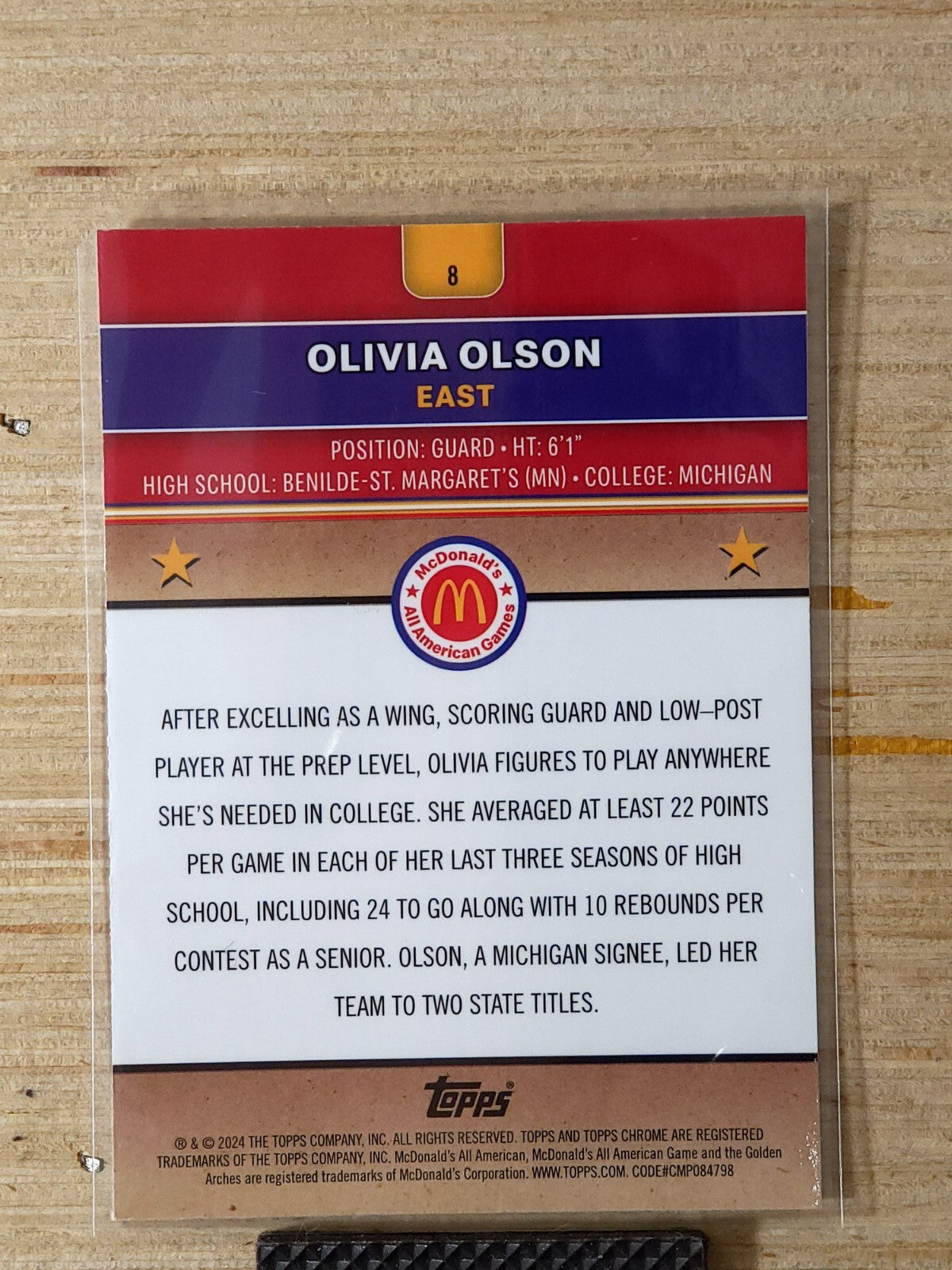 2024 Topps Chrome McDonald's All-American #8 Olivia Olsen Ray-Wave