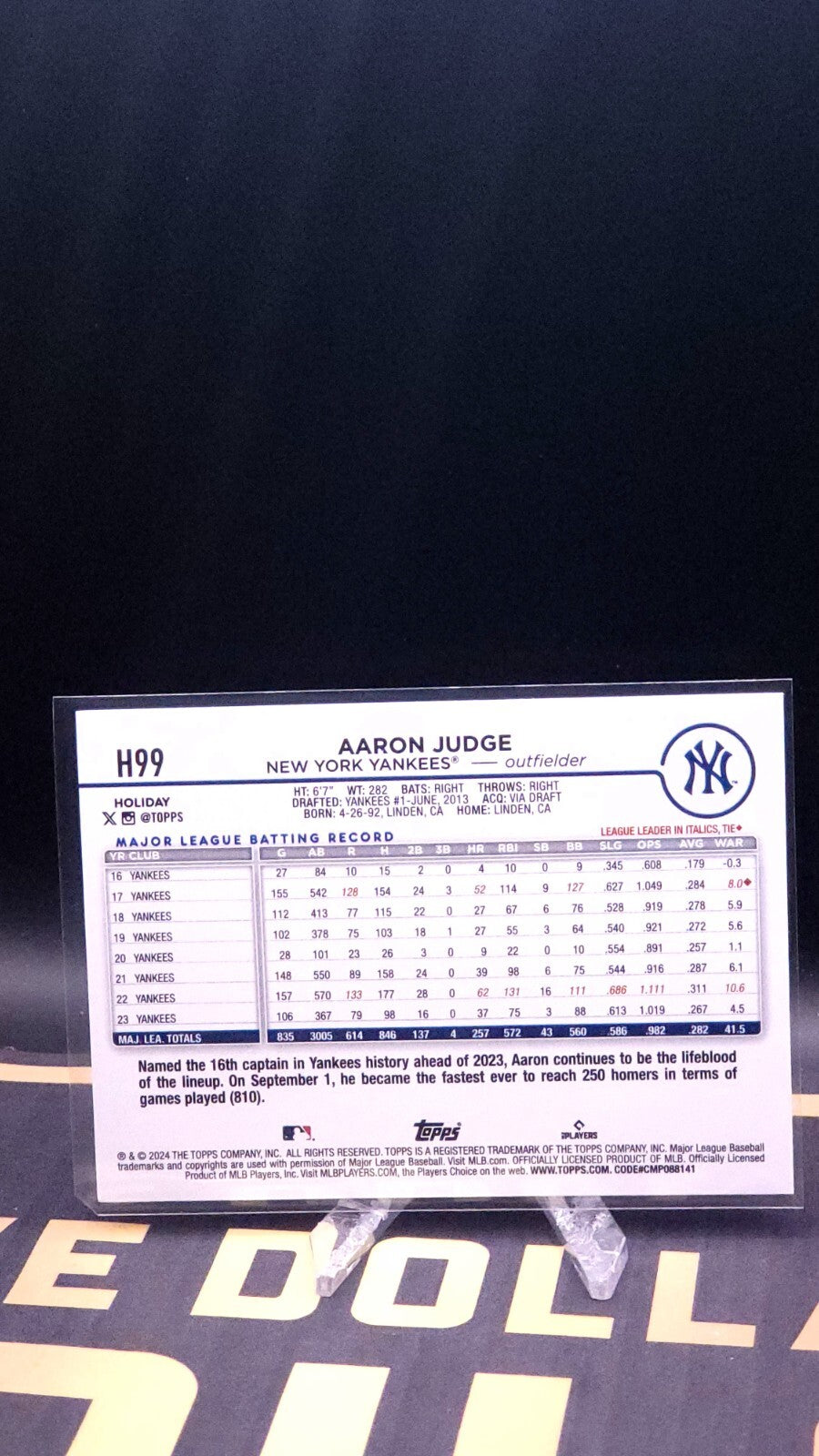 *Free Shipping @ $10* Aaron Judge 2024 Topps Holiday #H99 New York Yankees