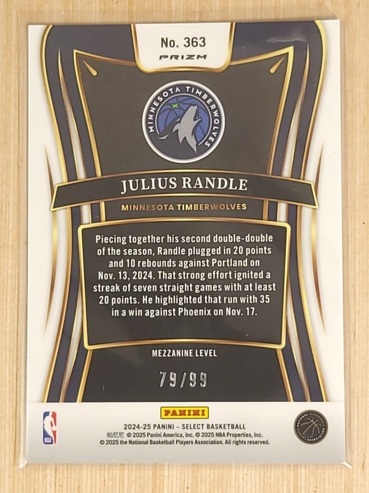 2024-25 Panini Select - Julius Randle #363 Purple Ice 79/99
