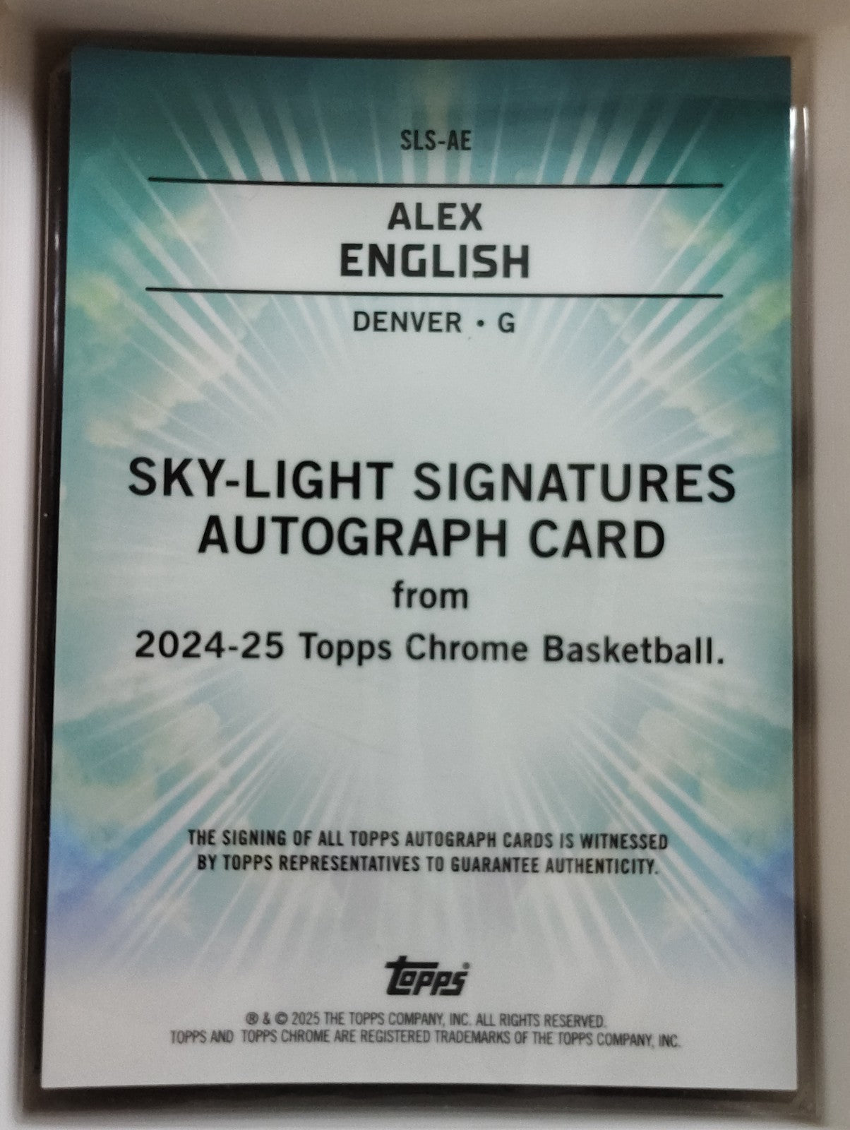 2024-25 Topps Chrome - Sky-Light Signatures Alex English #SLS-AE