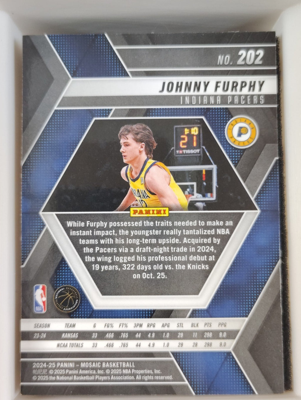 2024-25 Panini Mosaic - Rookies Johnny Furphy #202 (RC)