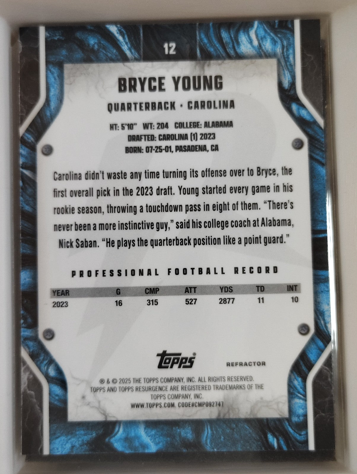 2024 Topps Resurgence - Bryce Young #12 Refractor