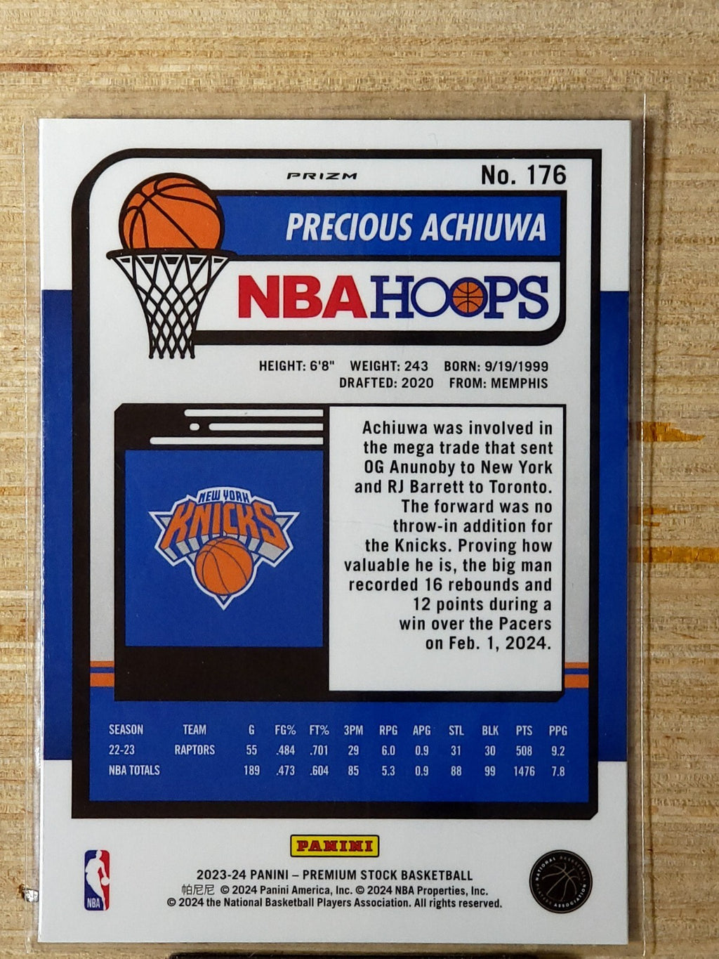 2023 Panini NBA Hoops Premium Stock #176 Precious Achiuwa Seismic