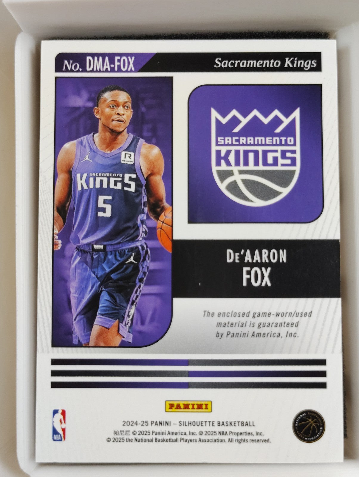 2024-25 Panini Silhouette Dual Material De'Aaron Fox #DMA-FOX