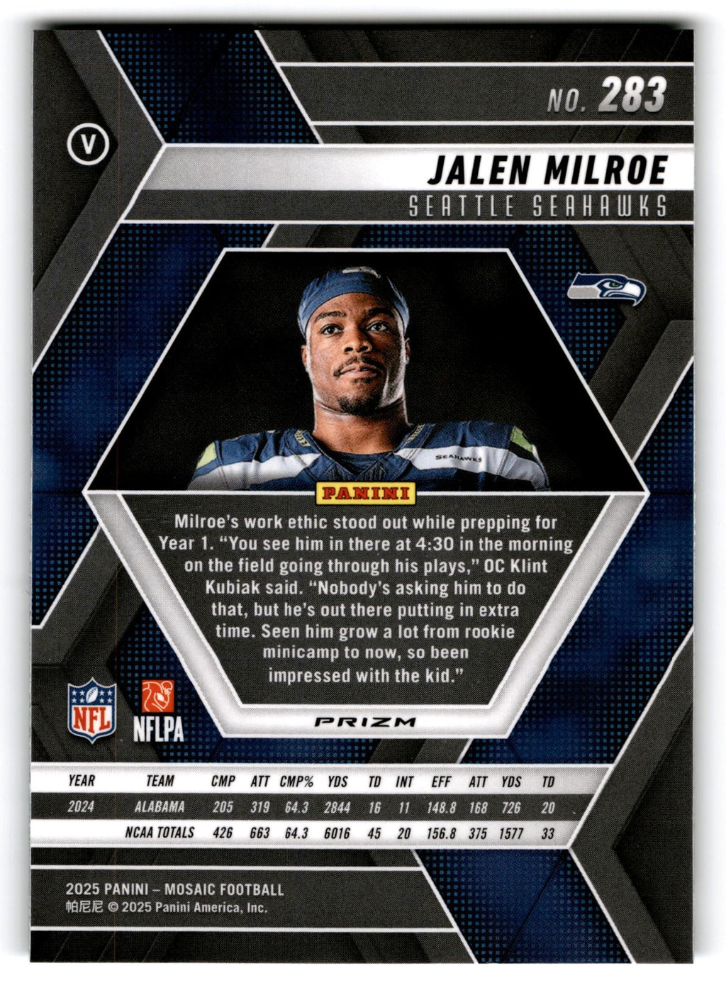 2025 Panini Mosaic Jalen Milroe #283 Green Mosaic
