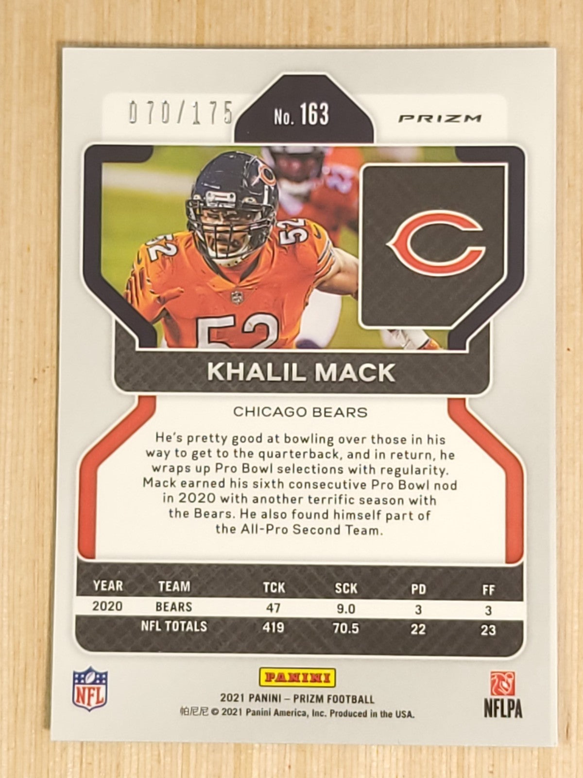 2021 Panini Prizm - Khalil Mack #163 Hyper Prizm /175
