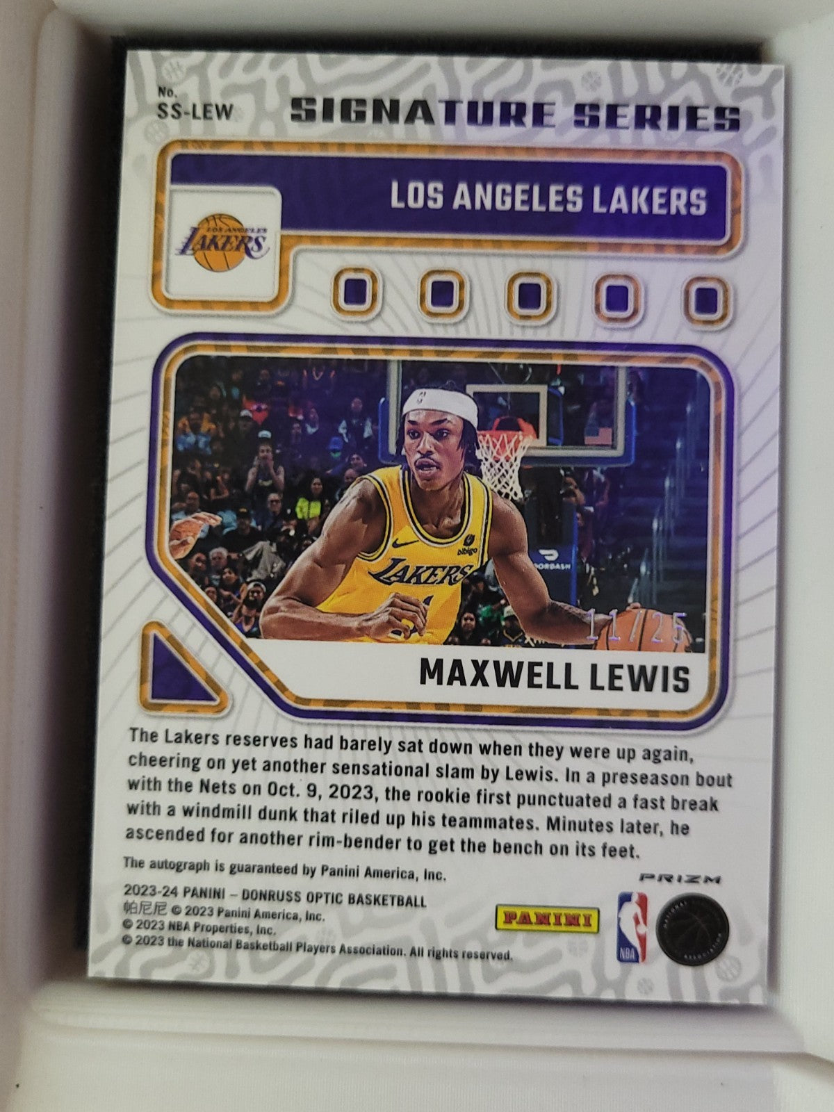 2023-24 Panini Donruss Optic - Signature Series Maxwell Lewis #SS-LEW Pink /25