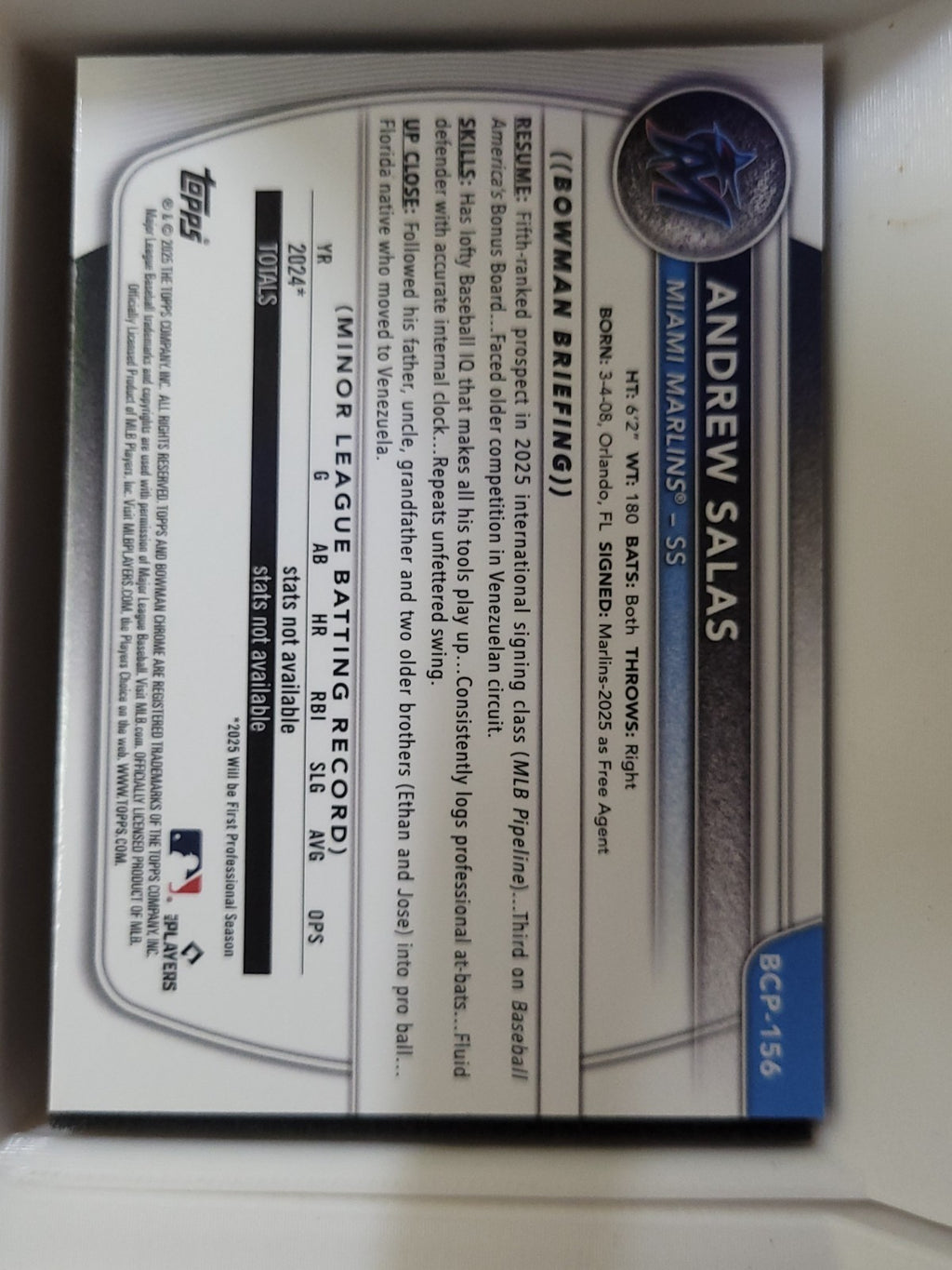2025 Bowman Chrome Andrew Salas Mojo Refractor #BCP-156
