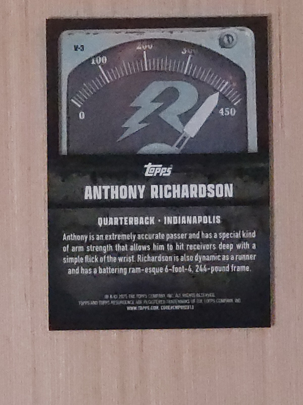 2025 Topps Resurgence Voltaic V-3 Anthony Richardson