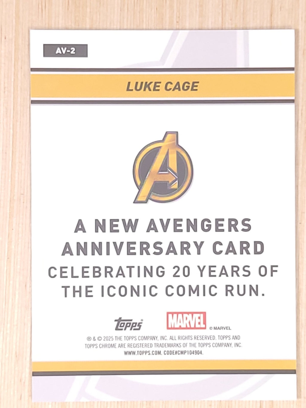 2024-25 Topps Chrome Marvel New Avengers #AV-2 Luke Cage