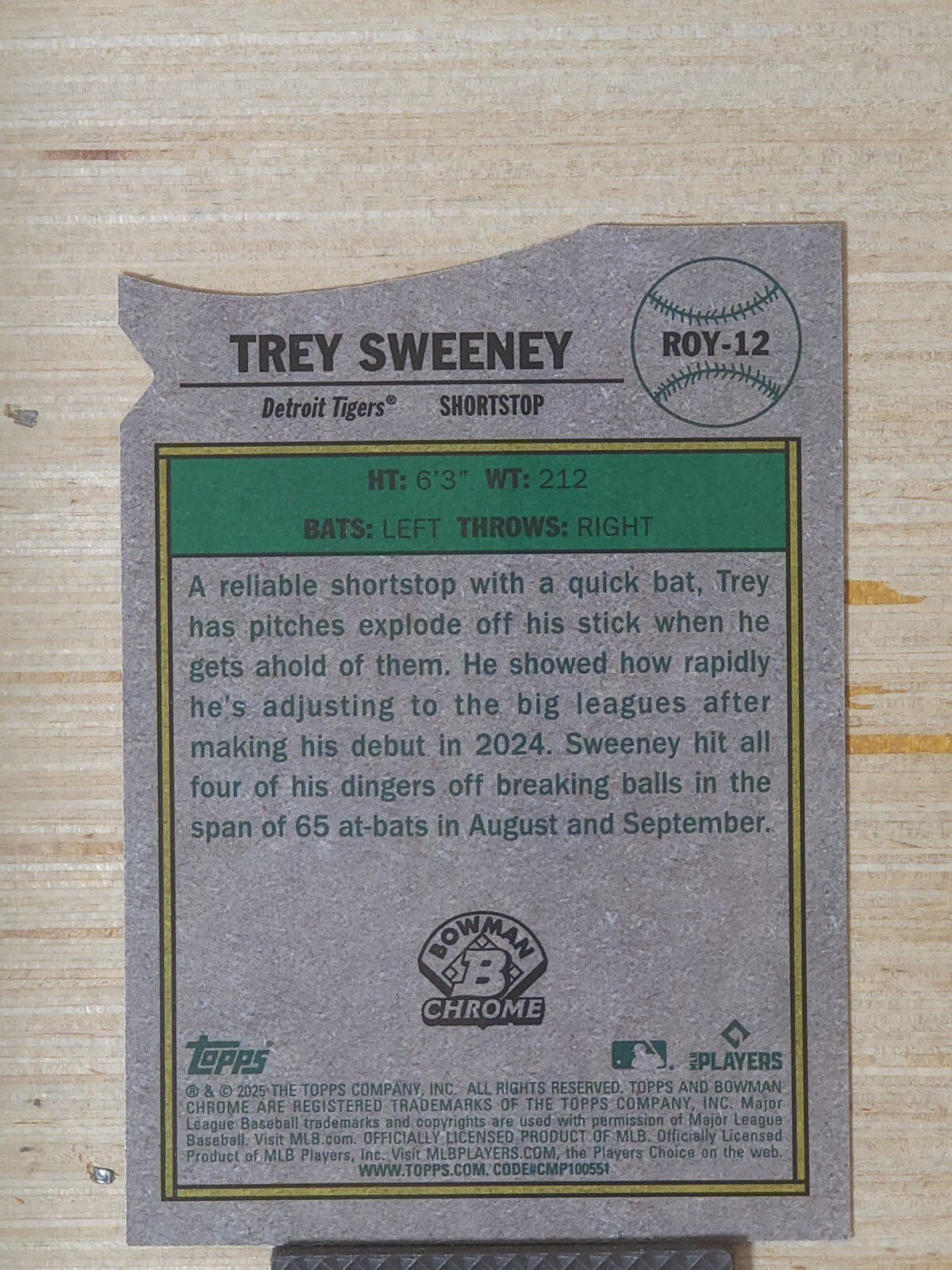 2025 Bowman Chrome #ROY-12 Rookie of the Year Favorites Trey Sweeney